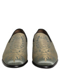 Dolce & Gabbana Gold Floral Jacquard Slip On Loafers Shoes