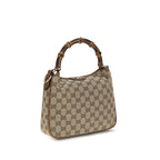 Schultertasche aus braunem Stoff