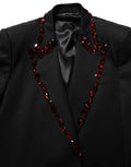 Dolce & Gabbana Black Crystal Embellished Coat Blazer Jacket