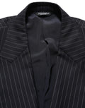 Dolce & Gabbana Black Stripes Wool Double Breasted Jacket
