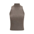 Brown Cashmere Sleeveles Sweater