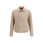 Beige Calf Leather Bos Taurus Leather Jacket