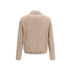 Beige Calf Leather Bos Taurus Leather Jacket