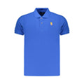 Blue Cotton Men Polo