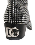 Dolce & Gabbana Black Crystal Embellished Ankle Boots Shoes