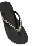 Dolce & Gabbana Black Embellished Rubber Flip Flops Men Shoes