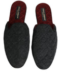 Dolce & Gabbana Black Floral Brocade Slides Slippers Shoes
