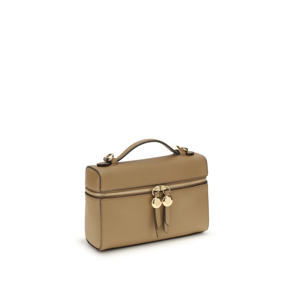 Handtasche aus beigem Kalbsleder (Bos Taurus)