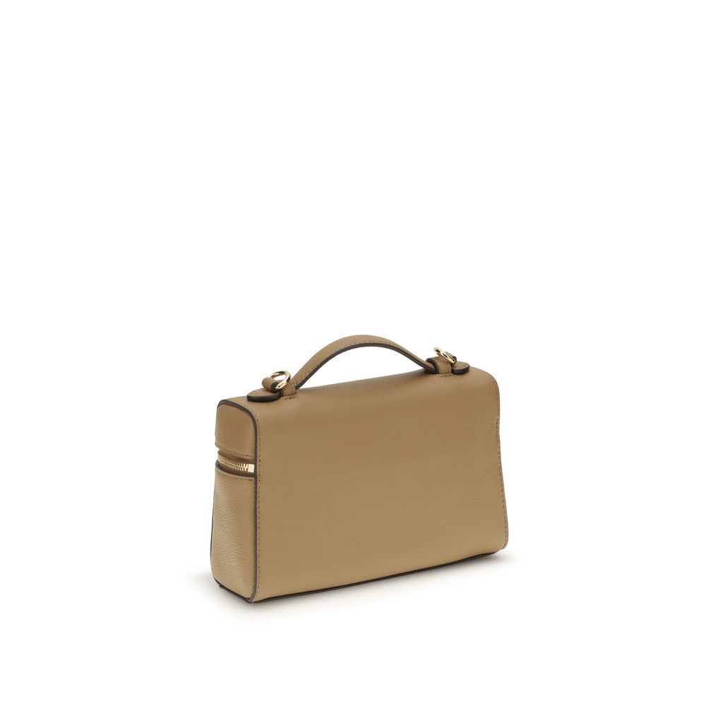 Handtasche aus beigem Kalbsleder (Bos Taurus)