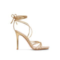 Sandaletten aus Kalbsleder in Gold mit Stilettoabsatz