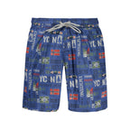 Blue Polyester Men's Swimwear