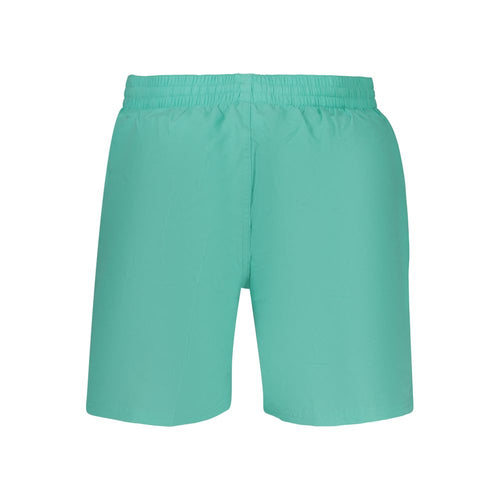 Blue Polyester Men's Swim Boxer