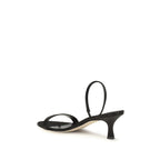 The Row Black Calf Leather Bos Taurus Strap-On Sandals