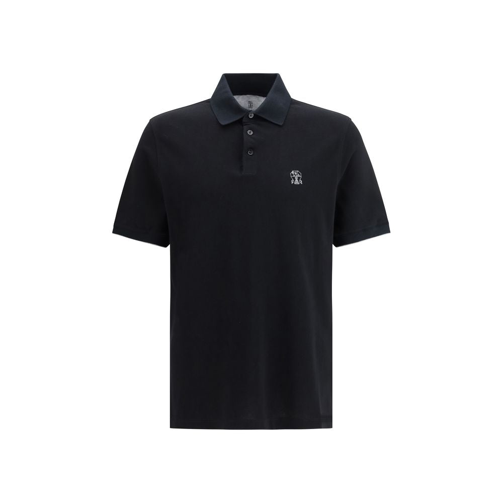 Polo shirt in black cotton