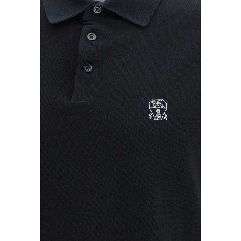 Polo shirt in black cotton