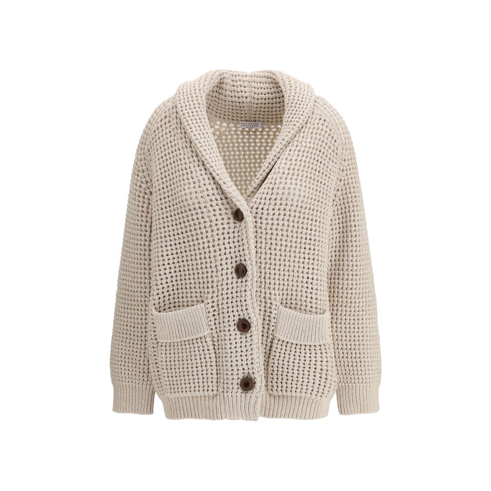 Beige Baumwoll-Cardigan