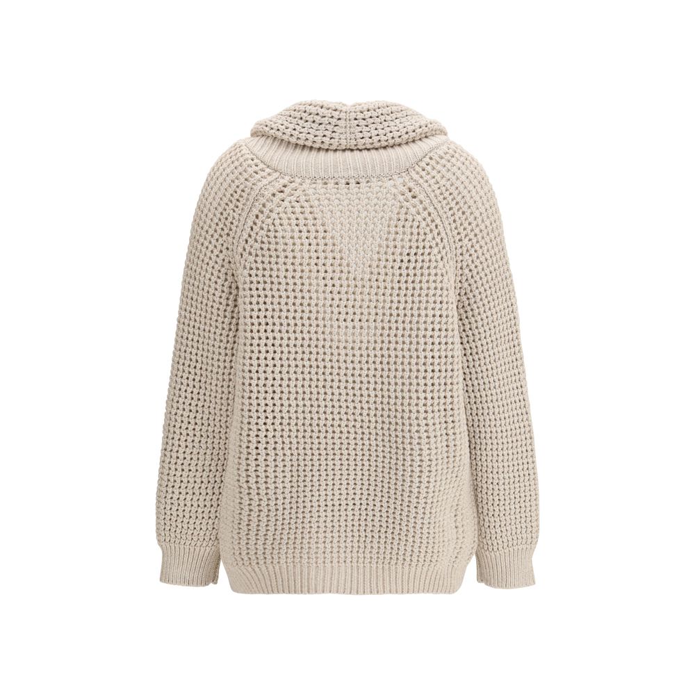 Beige Baumwoll-Cardigan