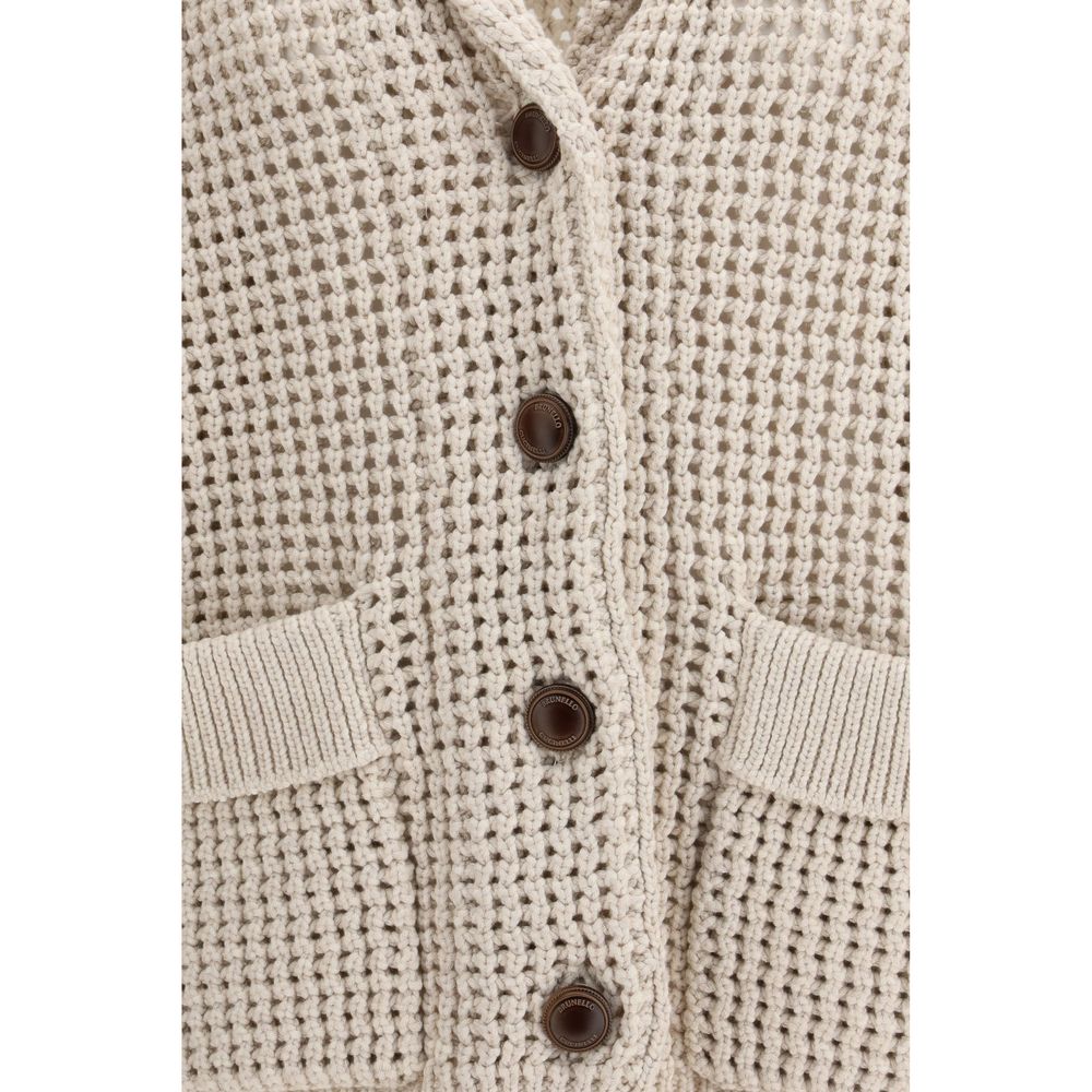 Beige Baumwoll-Cardigan