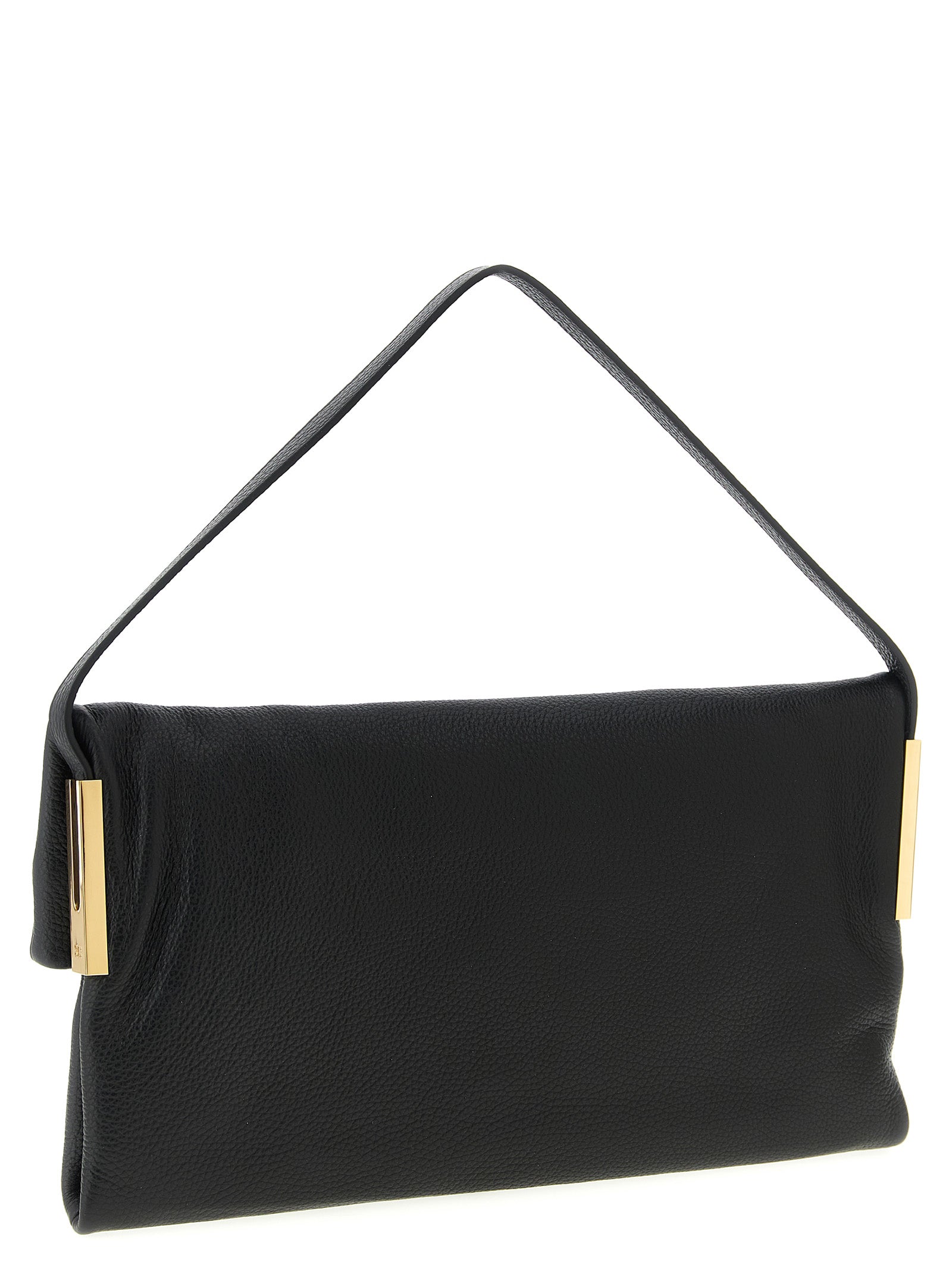 Schultertasche aus schwarzem Kalbsleder