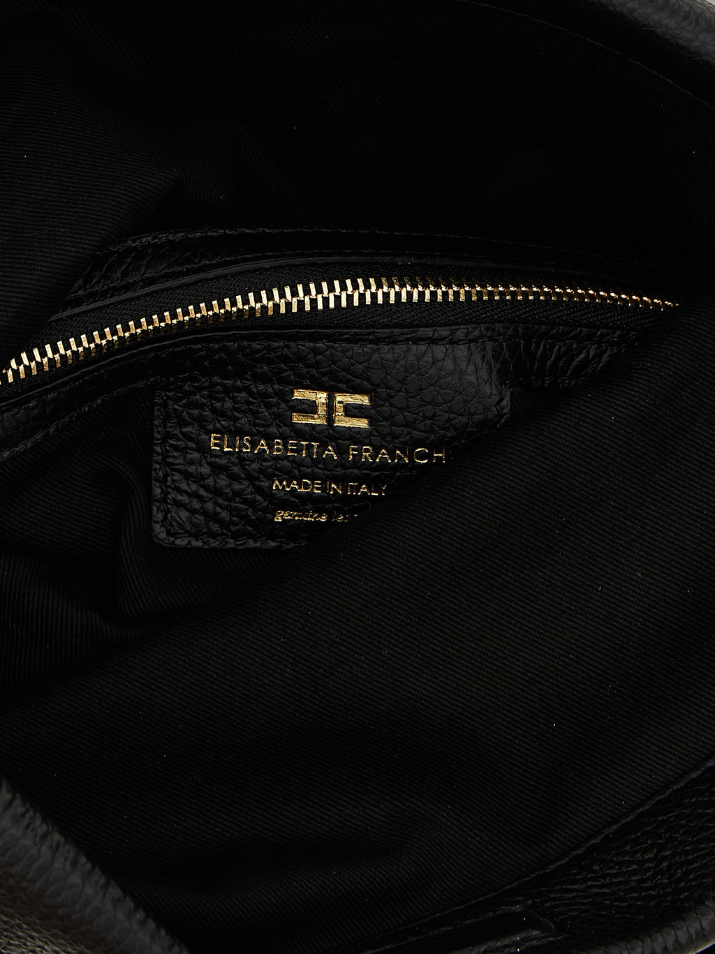 Schultertasche aus schwarzem Kalbsleder