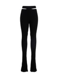ANDREĀDAMO Black Viscose Flared Pants