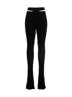 ANDREĀDAMO Black Viscose Flared Pants