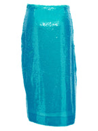 Ganni Blue Recycled Polyester Midi Skirt
