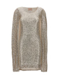 LE TWINS Silver Polyester Short Dress