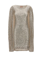 LE TWINS Silver Polyester Short Dress