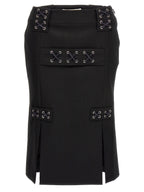 Alessandra Rich Black Wool Midi Skirt