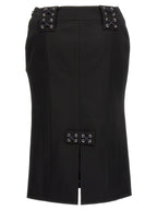 Alessandra Rich Black Wool Midi Skirt