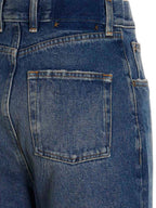 Blue Cotton Straight-Leg Jeans