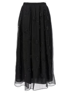Max Mara Black Silk Midi Skirt