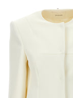 Sportmax White Polyester Full-Length Jacket