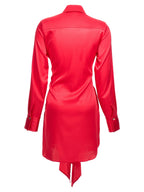 LE TWINS Fuchsia Silk Short Dress