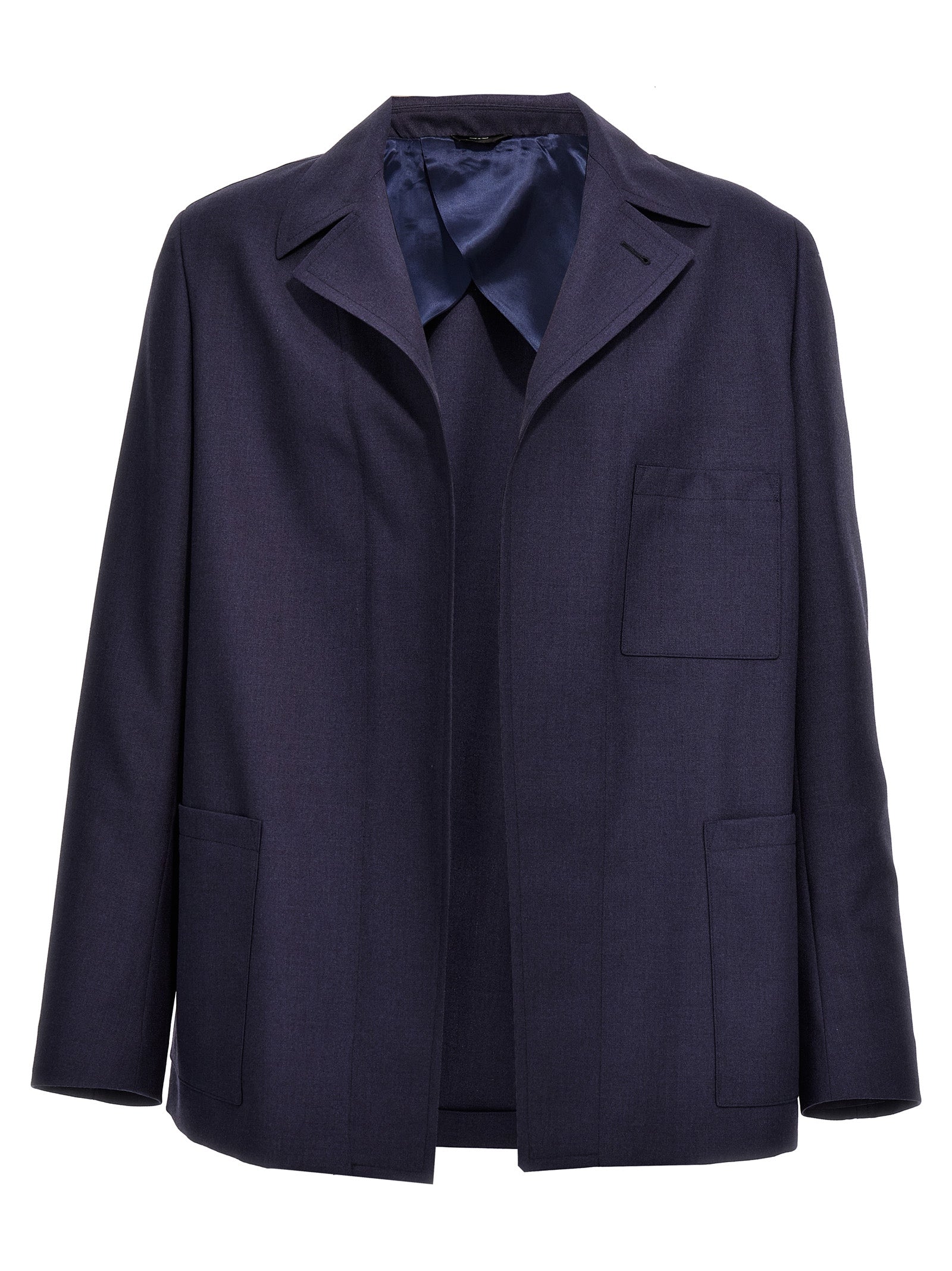 Blue Full-Length Virgin Wool Jacket
