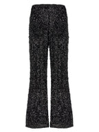 LE TWINS Black Polyester Flared Pants