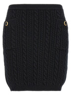 Alessandra Rich Black Wool Long Skirt