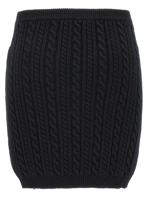 Alessandra Rich Black Wool Long Skirt