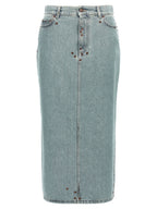 Moschino Blue Cotton Midi Skirt
