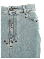 Moschino Blue Cotton Midi Skirt