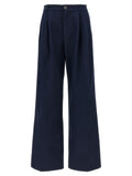 Fortela Blue Cotton Casual Pants