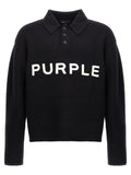 PURPLE Black Wool Cardigan