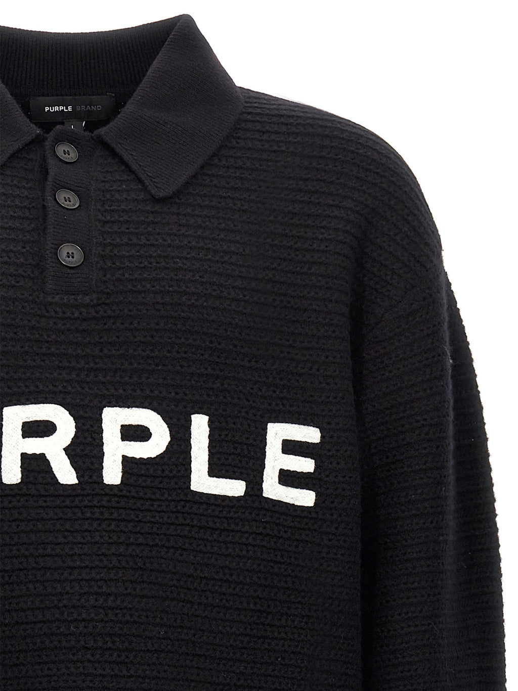 PURPLE Black Wool Cardigan