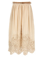 Zimmermann Beige Linen Midi Skirt