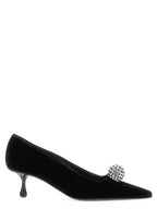 Jimmy Choo Black Textile Mid Heel Pumps