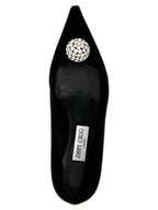 Jimmy Choo Black Textile Mid Heel Pumps