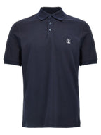 Brunello Cucinelli Blue Cotton Polo Shirt