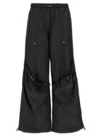 Black Polyester Casual Pants