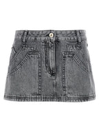 The Attico Gray Cotton Long Skirt